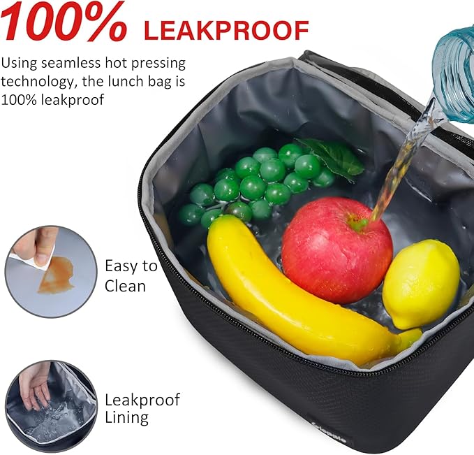 Gloppie Insulated Lunch Bag Lunch Box for Men Women Lunchbox Cooler Bag for Work Picnic, Idea for Gift, Black Honeycomb-NeatNest