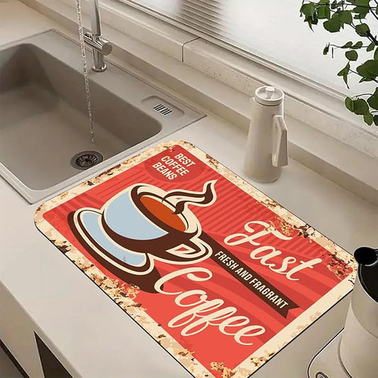 Coffee Dish Drying Mats for Kitchen Counter Absorbent Fast Dry Dish Drainer Rack Mats for Dishes Utensils Pot and Pan, Kitchen Accessories 24"x16"-NeatNest
