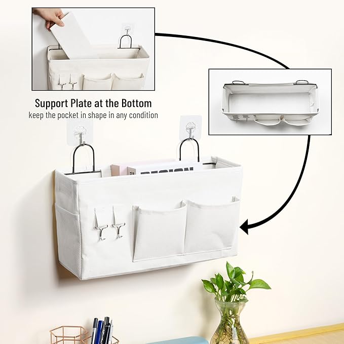 2pcs Large Wall Hanging Storage Bag, Door Closet Linen Fabric Pockets Organizer, Waterproof Multi Functional for Living Room Bedroom Bathroom Kitchen Office RV Camper with Hooks White-NeatNest
