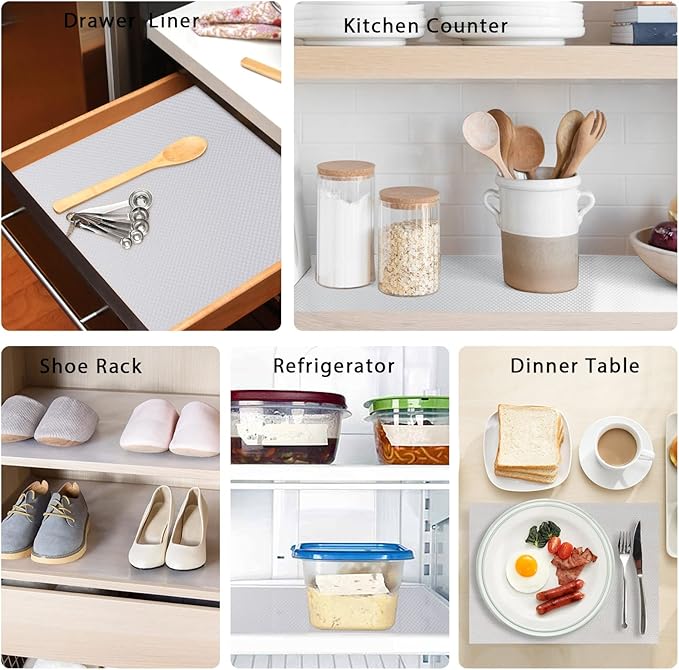 7PCS Shelf Mats Refrigerator Liners Washable Refrigerator Pads Fridge Mats Drawer Placemats Home Kitchen Gadgets Accessories Organization for Top Freezer(White)-NeatNest