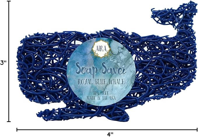 Aira Soap Saver - Dish & Holder Accessory - BPA Free Shower & Bath Holder - Drains Water, Circulates Air, Extends Life - Easy to Clean, Fits All Dish Sets - Blue Whale-NeatNest