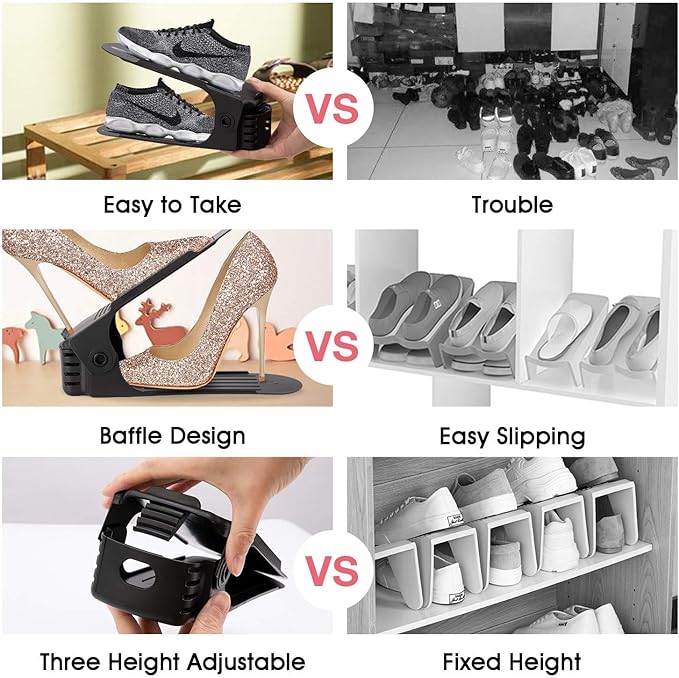Neprock Shoe Rack Shoe Organizer Space-Saving Storage Shoe Organizer for Closet,Shoe Stacker Shoe Slots Space Saver Double Stack Shoe Holder Homeries-NeatNest