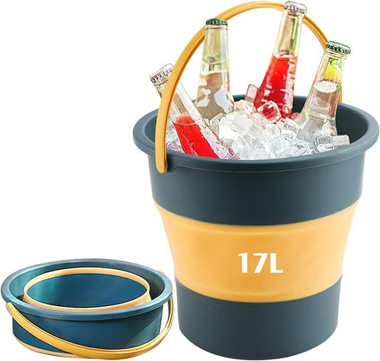 Collapsible Bucket 4.5 Gallon/17L Large Plastic Household Cleaning Mop Buckets Foldable Water Bucket for Car Wash Fishing Camping Beach (Blue-Large)-NeatNest