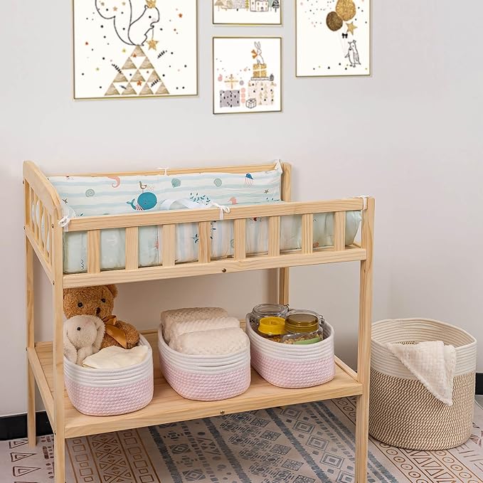 CubesLand Rectangle Organization/Storage Basket, Natural Cotton Rope Woven Baskets for Organizing, Small Basket for Kids, Baby Nursery, Cat Dog Toy Baskets, Organizer Bins for Shelves 3 Packs-NeatNest