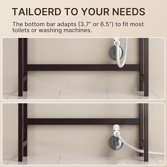 Gizoon Over The Toilet Storage, 3 Tier Bamboo Bathroom Organizer with Adjustable Shelf, Freestanding Above Toilet Stand, Bathroom Storage Shelf Rack