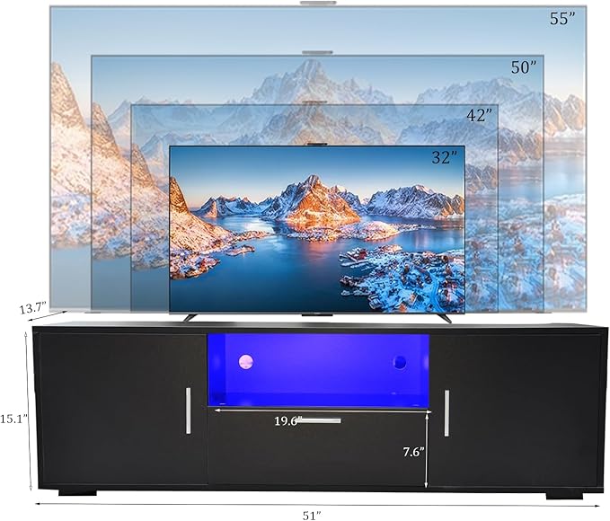 HOUAGI TV Stand for TVs up to 55 inch, LED Entertainment Center with Storage Television Console, Ideal for Living Room and Bedroom Furniture(Black)-NeatNest