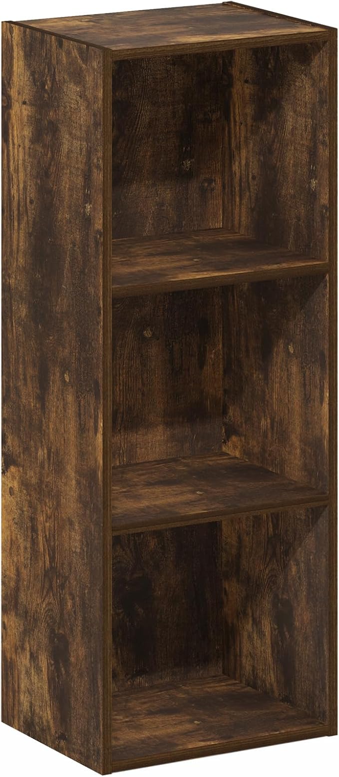 Furinno Luder 3-Tier Open Shelf Bookcase, Bookshelf, Amber Pine-NeatNest