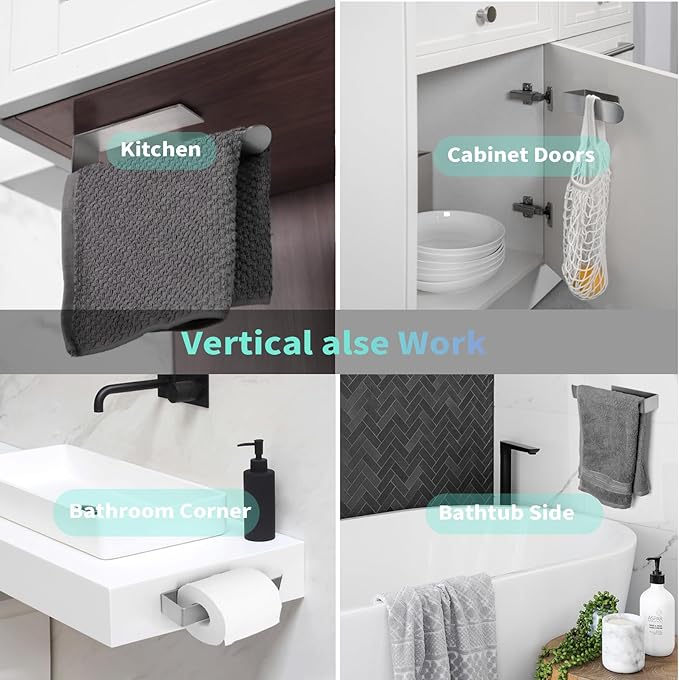 Hand Towel Holder, Self Adhesive Towel Ring, SUS 304 Stainless Steel Brushed Towel Racks, Towel Bar for Bathroom Wall, Kitchen
