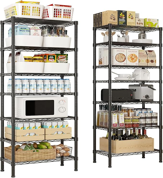 62.9'' Adjustable Storage Shelves Wire Shelving Unit Multiple Rows Shelving for Storage Rack Shelves for Storage Heavy Duty Garage Shelf Pantry Shelves Kitchen Shelving