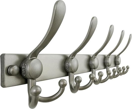 Dseap Coat Rack Wall Mount 2.0 Pro: Heavy Duty 300% Thicker, 16" Stud Mount, Stainless Steel Wall Coat Hooks Hanger for Clothes Jackets Hats Entryway Closet, MaxStrong Series, Grey