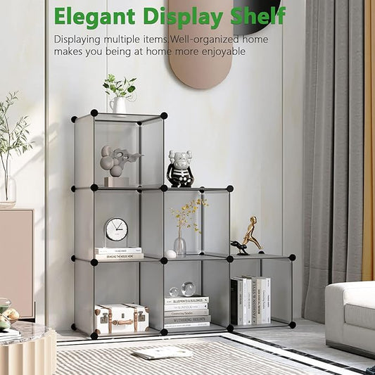 C&AHOME Cube Storage Organizer, 6-Cube Shelves Units, Closet Cabinet, DIY Plastic Modular Book Shelf, Ideal for Bedroom, Living Room, Office, 36.6" L x 12.4" W x 36.6" H Grey UPCS06G-NeatNest
