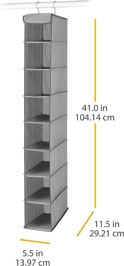 Whitmor Hanging Shoe Shelves - 8 Section - Closet Organizer - Grey-NeatNest