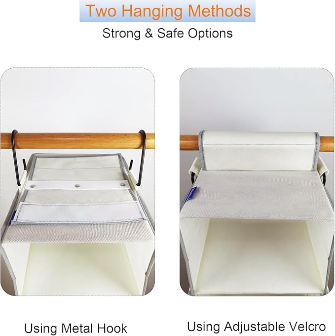 2 Pack Large-Sized Hanging Shoe Organizer 8-Shelf, Hanging Closet Organizer with 8 Side Pockets, Wider Hanging Shelves for Storage Shoes Clothes 9" W × 11.8" D× 48" H, Beige.-NeatNest
