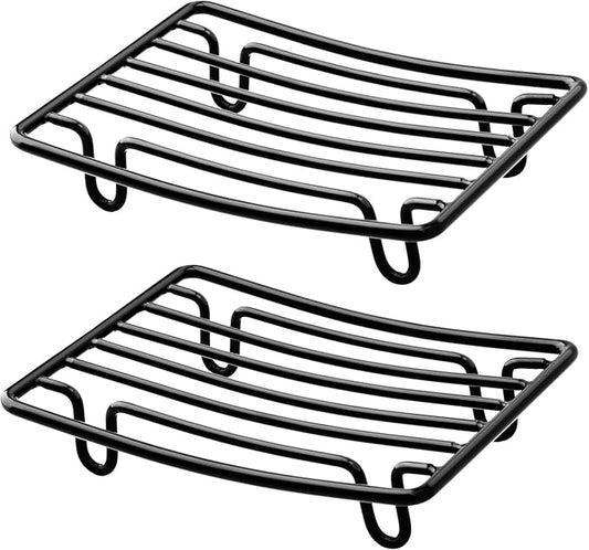Bar Soap Dish Holder for Shower Bathroom Stainless Steel Rust Proof Self Draining, Black-2 Pack-NeatNest