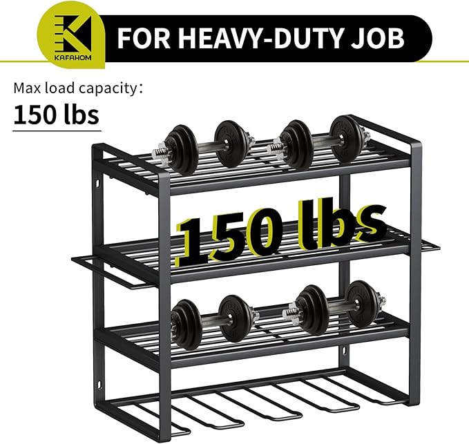 KAFAHOM Power Tool Organizer,4 Layer Drill Holders Wall Mount,Heavy Duty Metal Organizers and Storage Rack for Garage Organization,Tools Shelves with Screwdriver Plier/Hammer Holder, Black