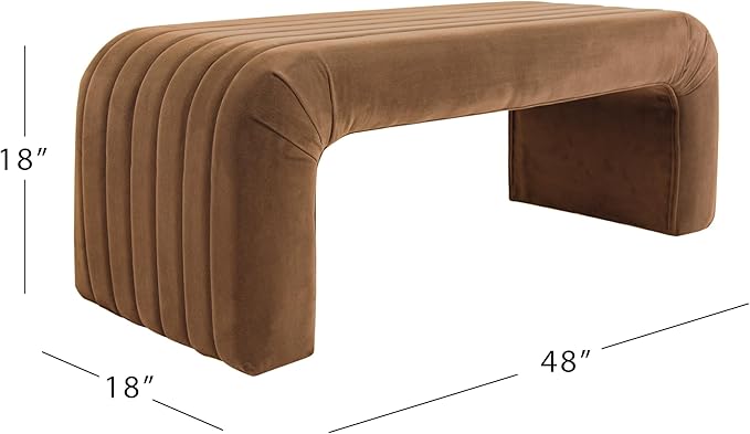 HomePop Arch Channel Bench|Bench for Living Room & Bedroom | Decorative Home Furniture - Rust Orange Velvet
