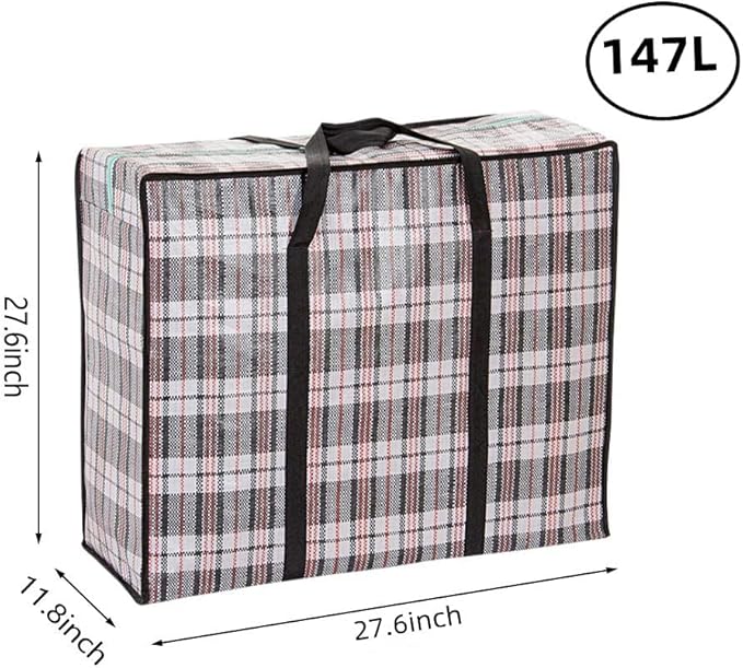 Heavy Duty Extra Large Moving Bags, 147L Jumbo Organizer Storage Bags With Durable Zipper, Water Resistant Totes, Carrying Bag, Camping Bag for Clothes, Bedding, Comforter, Pillow, Moving(Set of 4)