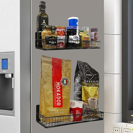 Bruda 2 Pack Large Magnetic Shelves Spice Rack Organizer for Washing Machine, Fridge, Refrigerator, Oven, Coffee Maker, Metal Peg Board 009-NeatNest