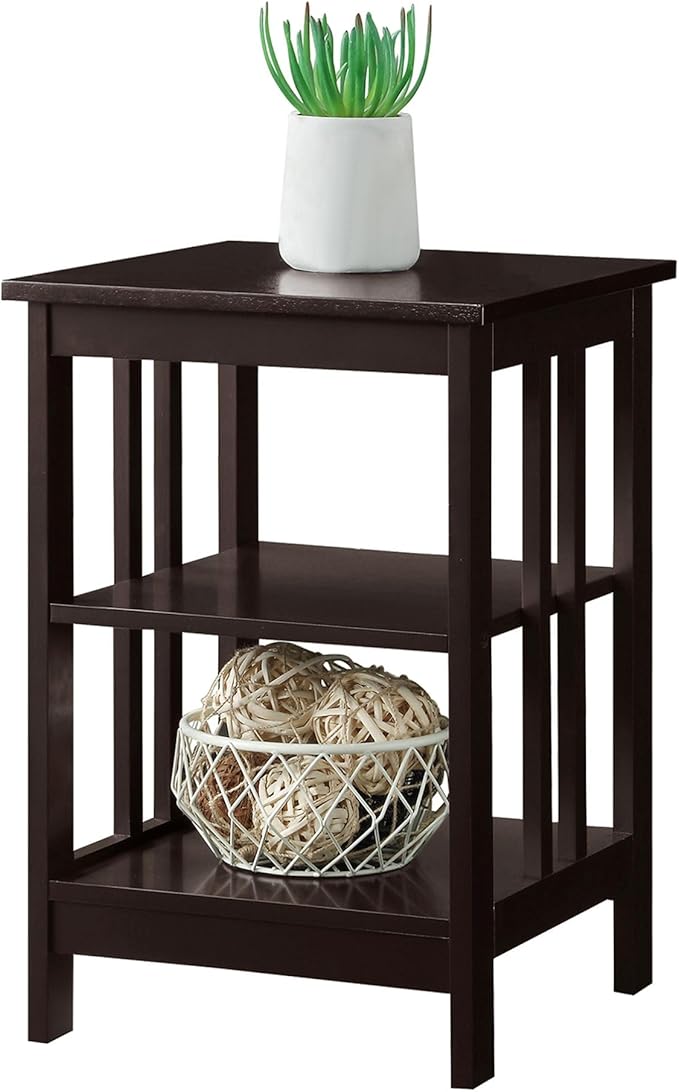 Convenience Concepts Mission End Shelves Table, Espresso-NeatNest