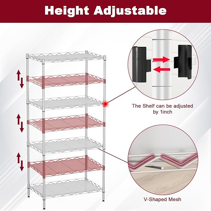 4-Tier Wire Shelving Unit 600 lbs Weight Capacity Storage Shelves Metal Frame Garage Shelves Easy Installation Metal Shelves for Home Kitchen Garage Pantry, 12" Dx18 Wx44 H, Chrome