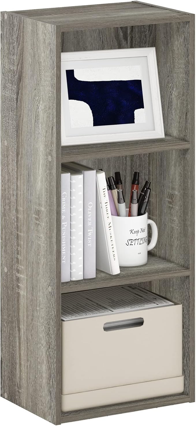 Furinno Luder Bookcase / Book / Storage , 3-Tier, Frenck Oak-NeatNest