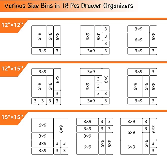 BYCY 18 Pcs White Drawer Organizers Trays Set Drawer Dividers for Kitchen Office Bathroom, Interlocking Bin Pack (18 Pieces)-NeatNest