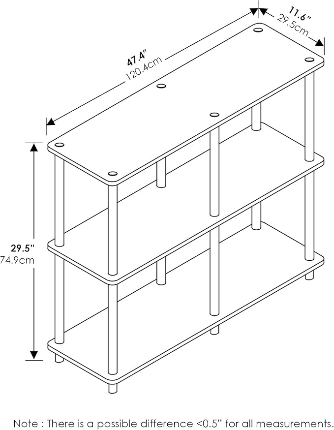 Furinno Turn-N-Tube 3-Tier Double Size Storage Display Rack, Espresso/Black, Plastic Pole 2 x 2