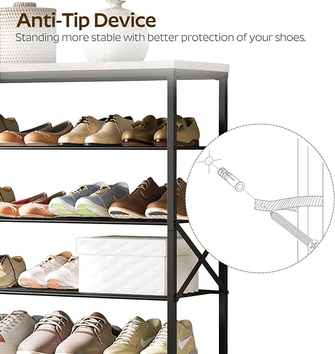 10 Tier Shoe Rack, Large Capacity Shoe Storage Organizer Holds 40 Pairs, Durable and Stable, for Entryway, Hallway, Closet, Dorm Room, Greige and Black SS10BG-NeatNest