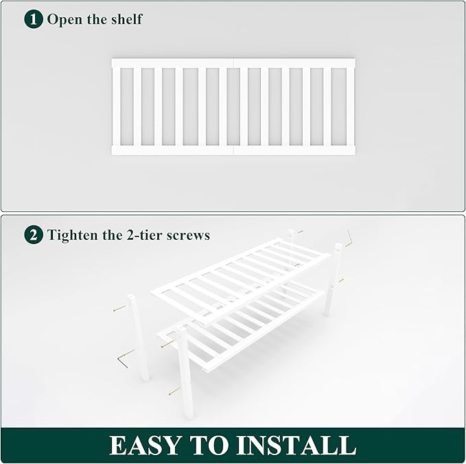 Smiry Shoe Rack, 2 Tier Bamboo Shoe Organizer, Stackable Free Standing Wooden Shoe Storage Shelf for Closet, Entryway, Front Door Entrance, White-NeatNest