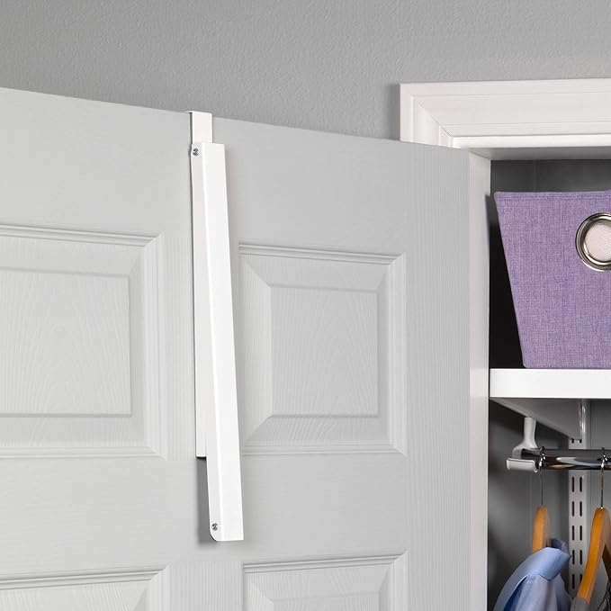 HOLDN’ STORAGE Over The Door Hanger - Single Foldable Rack Organizer for Hanging Clothes, Coats & Towels, Ideal for Dorm Rooms, Laundry, Bathrooms, Etc - Holds up to 20 LBs, Collapsible - White