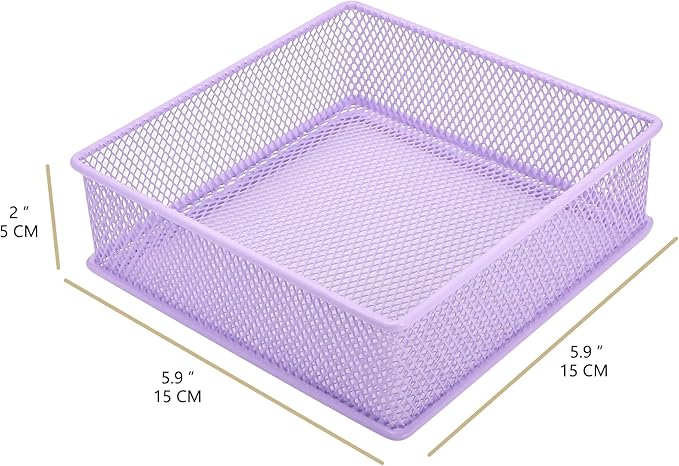 Annova Mesh Stackable Drawer Cabinet and Shelf Organizer Bins Storage Basket School Office Supply Holder Tray- Set of 2 (Light Purple, 6x6x2 Inch)-NeatNest