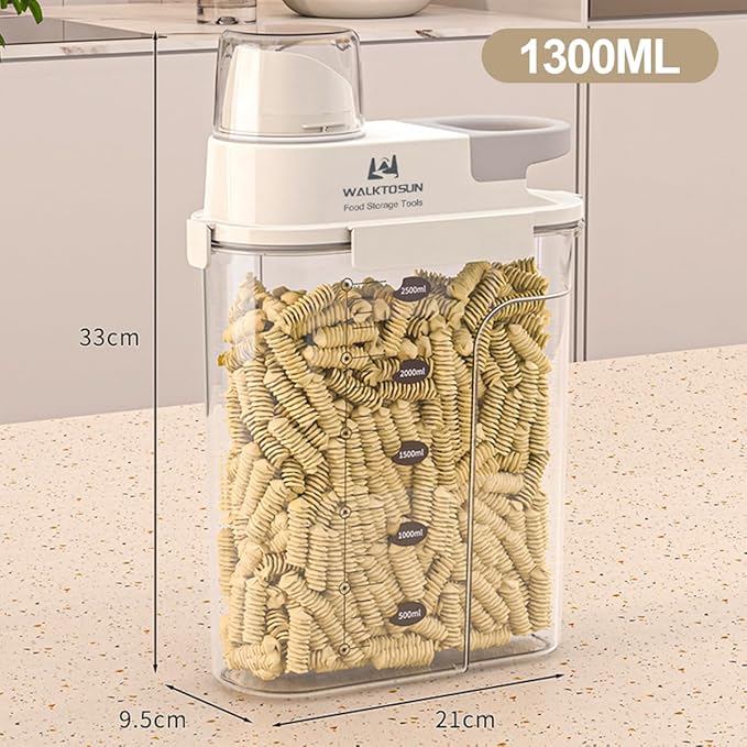 Cereal Containers Storage with Pouring Spout Airtight Kitchen and Pantry Organization Canisters for Dry Food Nuts Flour and Sugar Bin BPA Free Pet Dog Cat Food Dispenser 2500ml (Gray-2pcs)-NeatNest