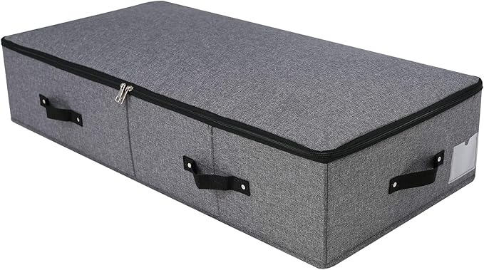 AMJ Extra Length Under Bed Storage Organization Containers for Shoes, Clothing, Bedding, 35.5 x 16.5 x 7“, Black Gray-NeatNest