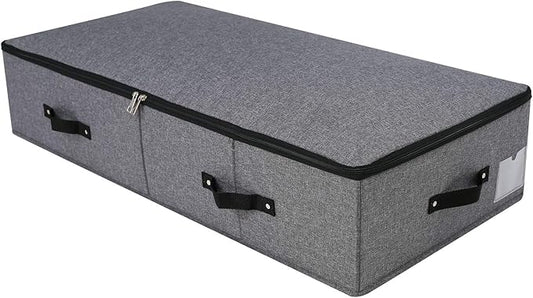 AMJ Extra Length Under Bed Storage Organization Containers for Shoes, Clothing, Bedding, 35.5 x 16.5 x 7“, Black Gray-NeatNest