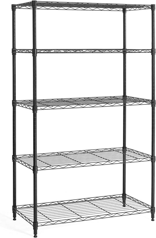 CAPHAUS 3/4/5-Tier Adjustable Height Wire Shelving Unit, Wire Rack Shelving, Metal Steel Storage Shelves, Garage Shelving Storage Organizer, Utility Storage Shelf, 5-Tier Without Wheels, Black-NeatNest