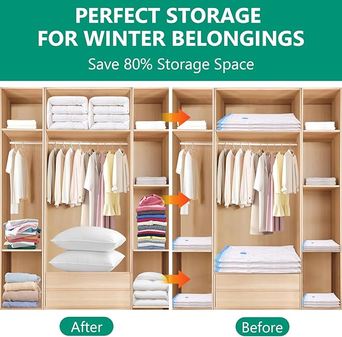 Morecoo Vacuum Storage Bags with Electric Pump & New Air Valve, 10 Pack Space Saver Bags (5 Jumbo/5 Large) for Clothes, Comforters, Blankets - Press & Pump Compression Bags for Travel Essentials-NeatNest
