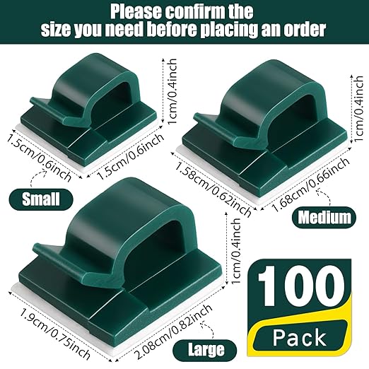 Blulu 100 Pcs Adhesive Cable Clips Bulk Wire Holder for Cord Organizer Clips Cable Management Outdoor Light Hooks for Christmas Wall String Lights Fairy Lights-NeatNest