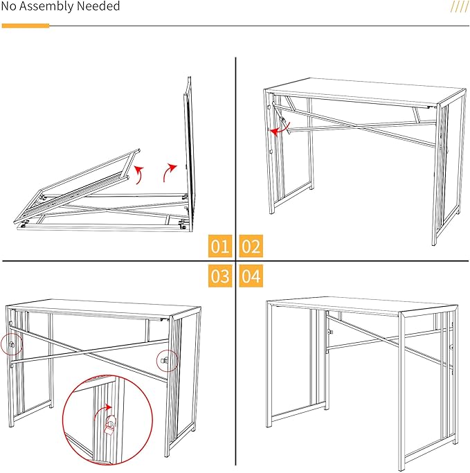 32 inch Small Folding Desk, Writing Gaming Computer Camping Desk for Small Spaces, No Assembly Required Home Office Desk, Natural and White-NeatNest