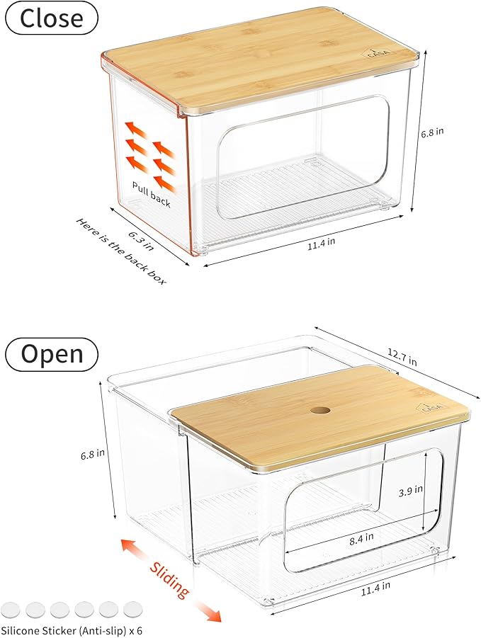 Trash Bag Dispenser Holder - 2 in 1 Clear Acrylic Plastic Garbage Bags Container With Bamboo Lid Storage Box for Kitchen Pantry Laundry Room Organization, Large Trash Bag Organizer Under Sink-NeatNest