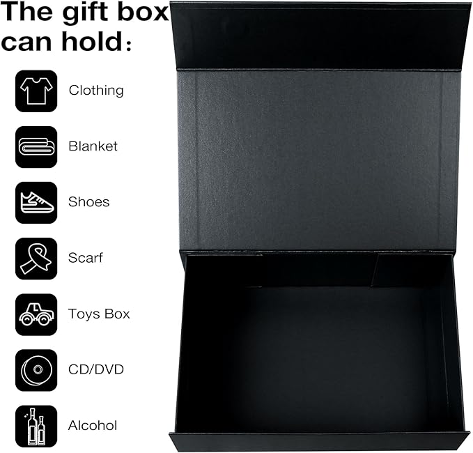 Aimyoo Galaxy Black Collapsible Gift Box with Magnetic Closure Lids 13.8x9x4.3 in, Large Bridesmaid Groomsman Proposal Boxes, Rectangle Present Box for Graduation Birthday Storage 1 Pack-NeatNest