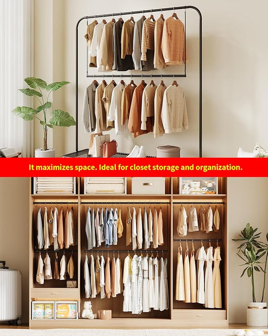 Closet Rods for Hanging Clothes 36'' Black Stepless height adjustment Heavy Duty Closet Rod for Optimize closet storage and organizing space-NeatNest