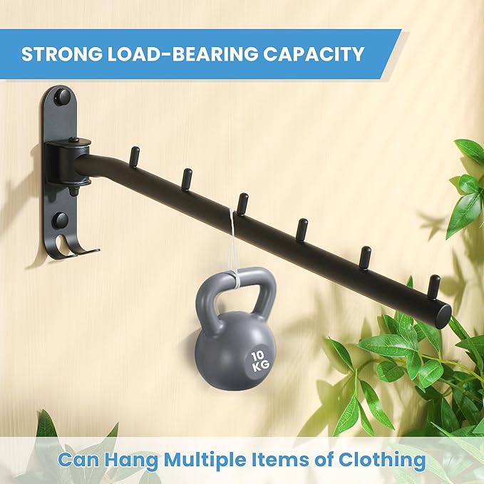 Clothing Racks for Hanging Clothes, Garment Racks Wall Mounted Clothes Bar-Hanger Holder Hooks Heavy Duty Folding Drying Rack Space Saving Clothing Hanging System Closet Storage Organizer-NeatNest