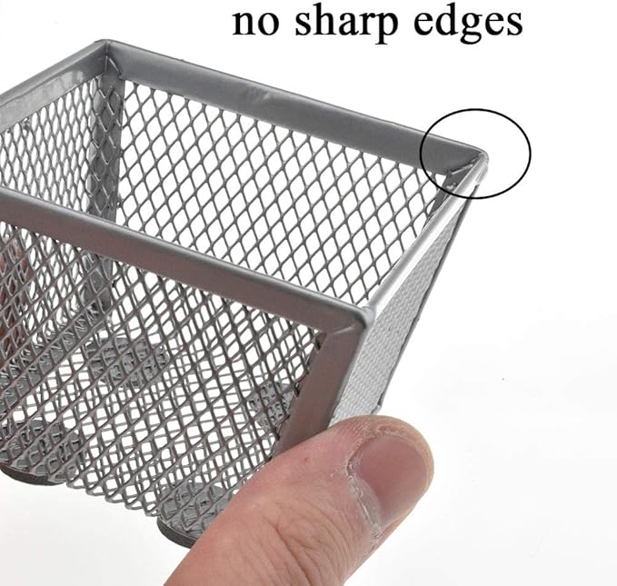 HAHIYO Stackable Paper Clip Mesh Holder cup 2.2" Height 2 Pack Silver Sturdy PaperClip Holder Container for Desk Drawer Organizer Collection for Home Office School Soft Foam Feet No Sharp Edges-NeatNest