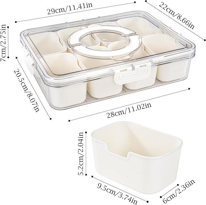 Amzcku Divided Serving Tray with Lid and Handle - Snackle Box Charcuterie Container (Pack of 2)-NeatNest