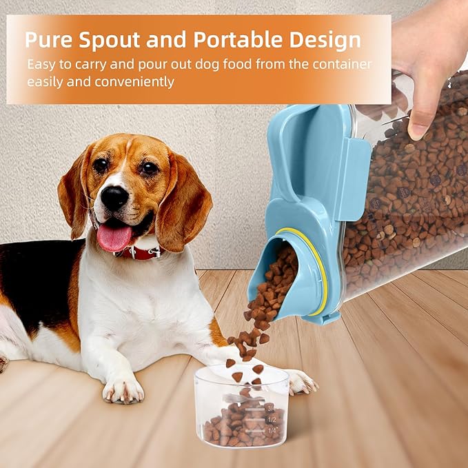 3-5Lbs Small Cat and Dog Food Storage Containers BPA Free, Airtight Pet Food Storage Containers with Large Pour Spout/1 Measuring Cup/ 3 Safety Locks and double-layer silicone strip（Bright Blue 1Pack）-NeatNest