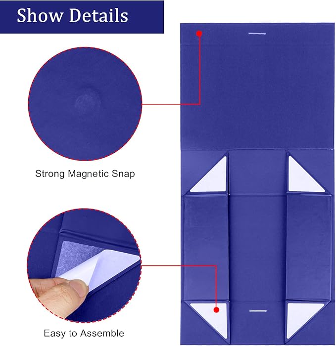 DaiJoob Gift Box with Lid for Presents 10.5x7.5x3.1 Inches with Ribbon and Magnetic Closure(1-Pack) (Blue)-NeatNest