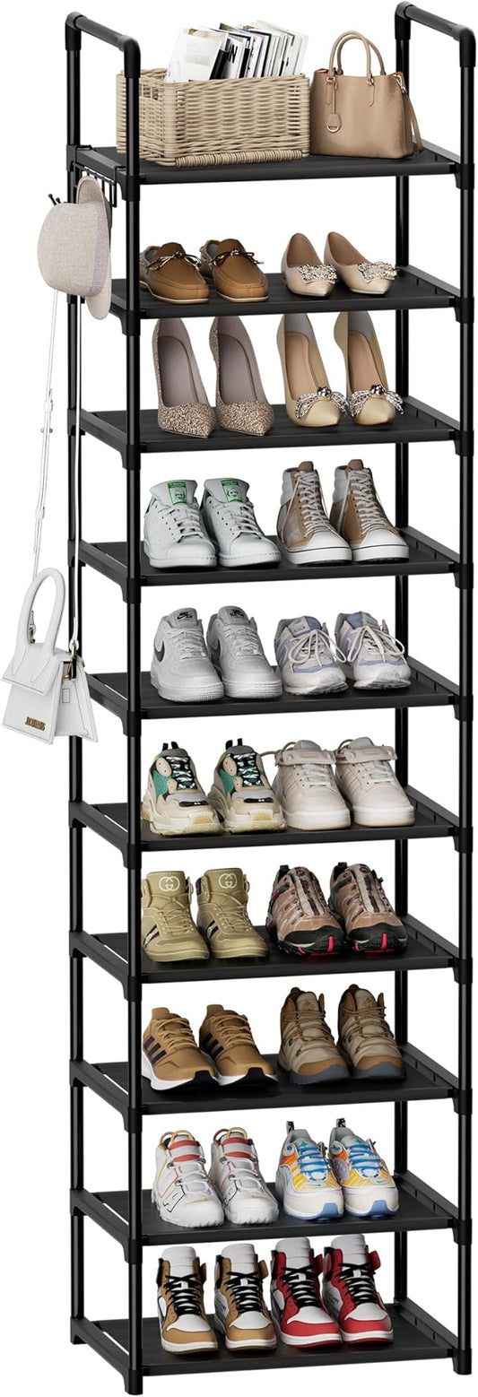 Shoe Rack 10 Tier Tall Shoe Storage Organizer,20-25 Pairs Shoe Storage Metal Shoe Shelf, Stackable Shoe Stand Organizer for Narrow Space Closet Entryway Hallway-NeatNest