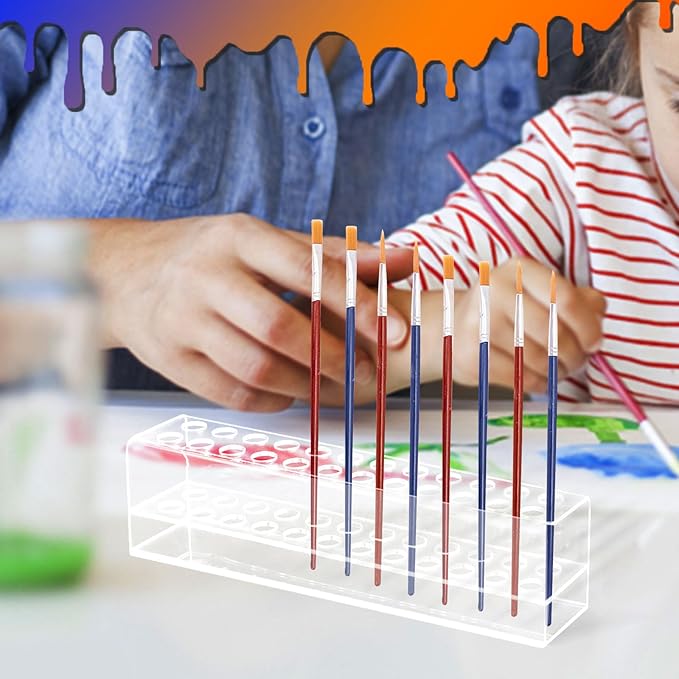 Acrylic Pen Holder, 24-Slots Pen Stand Clear Pen Holder Pen Display Stand Eyebrow Pen Stand Art Brush Rack Makeup Brush Rack Organizer for Home Office Desk School Supplies-NeatNest
