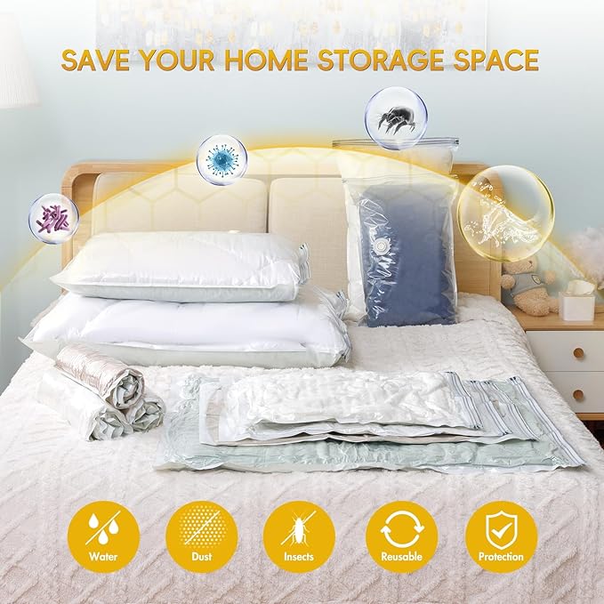 Vacuum Storage Bags with Electric Air Pump, 20 Pack (5 Jumbo, 5 Large, 5 Medium,5 Small) Space Saver Bag, Space Saver Bag, Vacuum Sealer Bags for Clothes, Blanket, Duvets, Pillows, Comforters, Travel-NeatNest