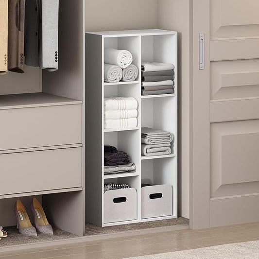 Furinno Reed 7-Cube Open Shelf Clothing & Closet Storage Organization, White-NeatNest